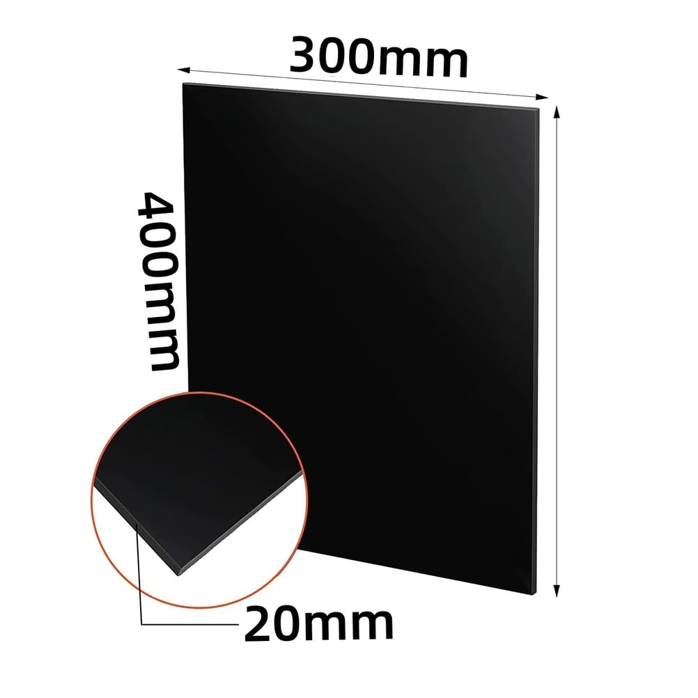 PP Lastra Nero Foglio Polipropilene Multiuso, Durevole, Riciclabile, Perfetto per Officina, DIY, Artigianato e Pannelli Protettivi,300mm x 400mm x 20mm