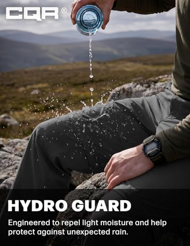 Image of CQR Men's Convertible Cargo Tactical Pants, Water Resistant Outdoor Hiking Pants, Zip Off Lightweight Stretch Work Pants