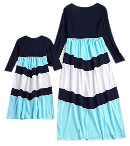 Mommy and Me Dresses Boho Striped Long Sleeve Summer Cute Dress Family Matching Maxi Dress2