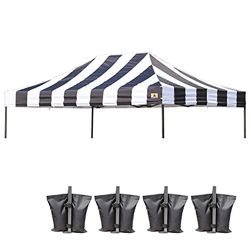 Image of ABCCANOPY Replacement Canopy Top for Pop Up Canopy Tent 10x15 Black Stripe