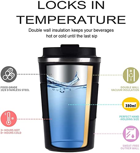 Image of YELONA White 510 ML Insulated Stainless Steel Coffee Tea Tumbler for Hot Cold Beverages Portable Travel Mug Leak Proof Sipper Lock Lid Thermos Multipurpose for Home Office Gifts