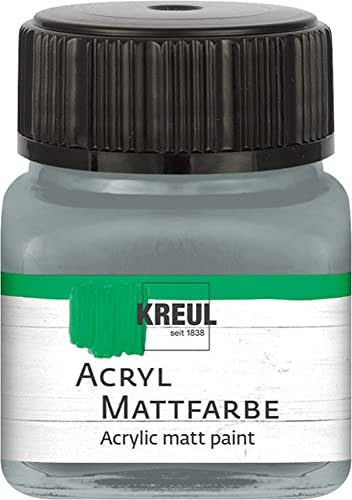 KREUL 75227 - Acryl Mattfarbe, blaugrau im 20 ml Glas, cremig deckende, schnelltrocknende Farbe auf Wasserbasis, für viele verschiedene Untergründe geeignet