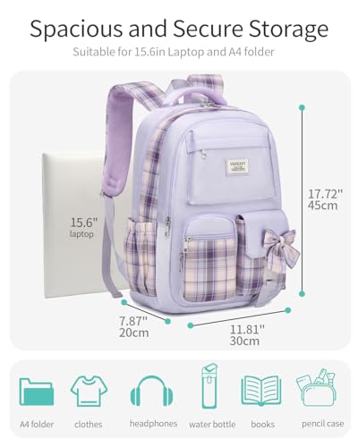Image of Teen Girls Bookbag, Big Student School Backpack for Middle High School College Women Cute Schoolbag for Girls Teenage Back Pack (Purple)
