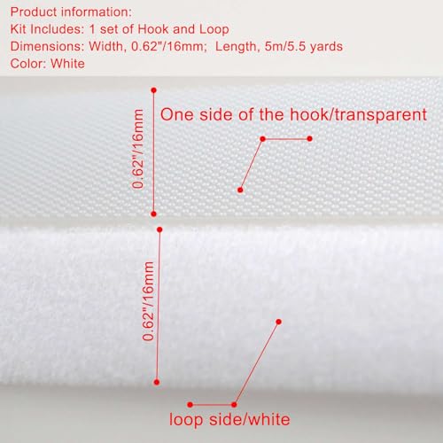 Image of Extremely Thin and Soft Strong Mini Clothes Hook and Loop Fasteners Sewing Type Back Without Adhesive Tiny Clothing Accessories DIY Handmade Materials (White, 0.62 inch /16mm)