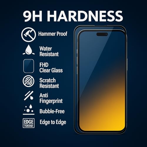 Image of SuperX Edge To Edge Tempered Glass Screen Protector Compatible With iPhone 17 Pro Max 9H Hardness, Anti-Fingerprint, FHD Clear With Cable Protector Pack 2