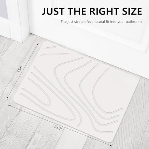 Image of BELADOR Rubber- Stone Bath Mat, Diatomaceous Earth Shower Rectangular Shape Mat, Non-Slip Super Absorbent Quick Drying Bathroom Floor Mat, Natural, Easy to Clean (White Wave)