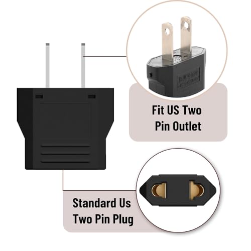 Image of Hi-Plasst India to USA Converter Plug 2 Pin| Travel Adapter 2-Pieces Pack Universal Type A Plug Adapter for US, Canada, Mexico, Japan, Thailand | for Indian Devices (Pack of 2)