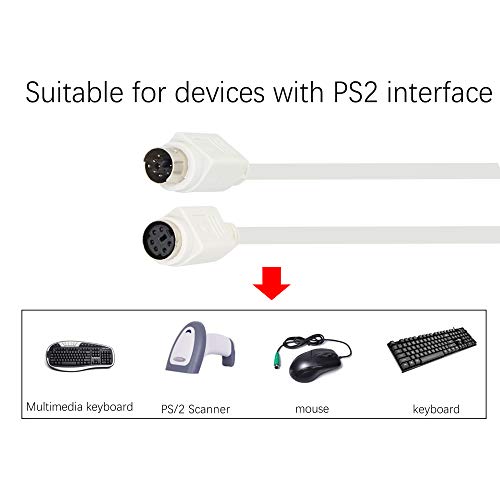 Image of 8.5 Feet PS /2 Mouse and Keyboard Extension Cable, 28AWG PS /2 6-Pin Male to Female Extension Cable YOUCHENG for PS /2 Round Mouse, Keyboard Extension