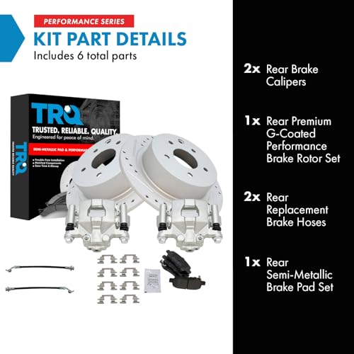 Image of TRQ Performance Rear Brake Pad and Rotor Set Semi Metallic Coated Rotors | For 2002-2006 Nissan Altima 2004-2006 Maxima