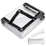 OBMESHOW Telone trasparente con occhielli, resistente, impermeabile, 14 mil