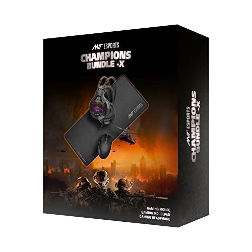 Image of Ant Esports Champions Bundle X - 3 in 1, Gaming RGB Mouse + Headset + Mouse Pad - Black