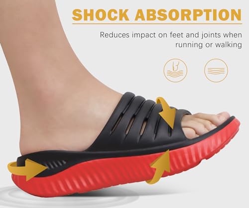 Image of KuaiLu Womens Recovery Sandals With Comfortable Plantar Fasciitis Support,Ladies Orthotic Open Toe Sport Slides Thick Cushion Reduces Stress on Feet,Joints & Back Post-Exercise