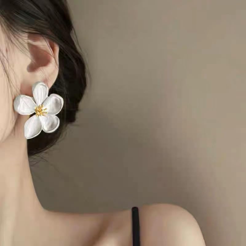 Flower Earrings for Women Big Statement Earrings for Women Floral Earrings Daisy Earrings Pink Orange Black White Flower Stud Earrings Summer Spring Fancy Jewelry - Image 6