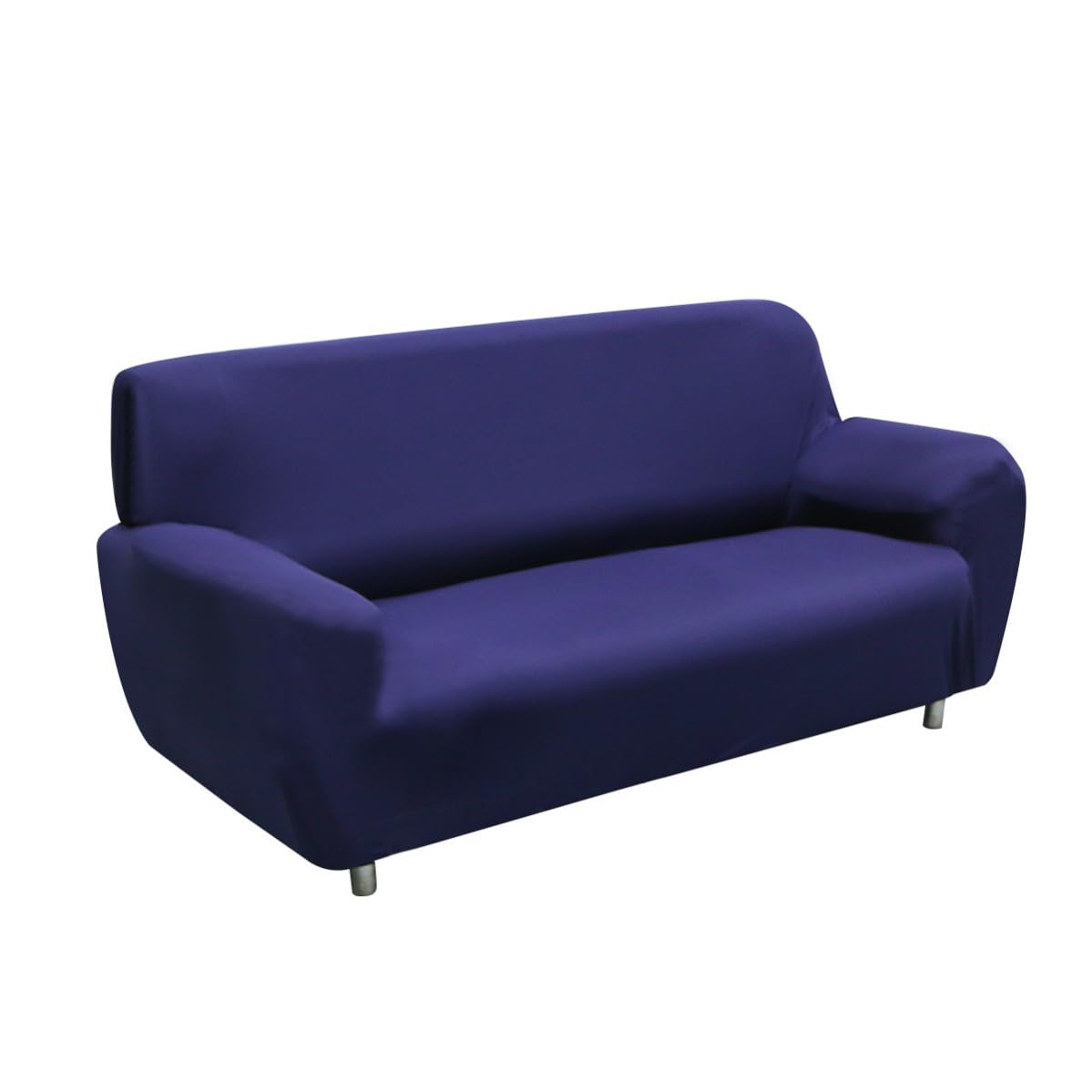 Housse de canapé extensible 3 places bleue en polyester anti-dérapante