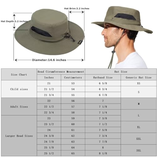 Image of Fishing Hat for Mens Sun Hat Wide Brim Bucket Hat SPF UV Protection XL XXL Large Size Big Head Hiking Beach Safari