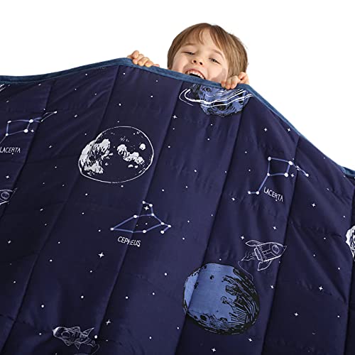 Haowaner Minky Kids Weighted Blanket 7Lbs 41 X 60 Inches, Soft Kids And Toddler Comforter Great For Calming And Sleeping, Child Bed Size, Blue Earth #TOP4