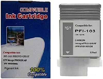 Vivid Colors Compatible Ink Cartridge Replacement for Canon PFI-103 PFI-103PGY (130ml, Photo Gray)- iPF5100, iPF6100, iPF6200 Printers