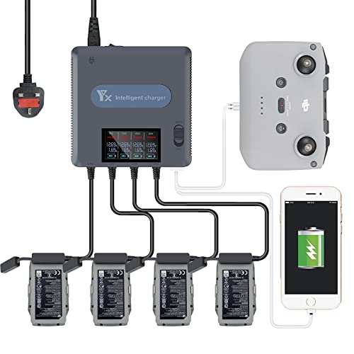 Image of Yangers Multi Charger for DJI Mavic Air 2 / 2S Drone (Not for Mavic Air), Parallel Simultaneous Charging Hub Rapid Balance Dock Station for Flight Batteries Controller Phone/Tablet