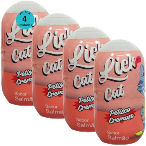 Hana Lick Cat Sabor Salmão 40g Petisco Cremoso Para Gatos Kit 4 un