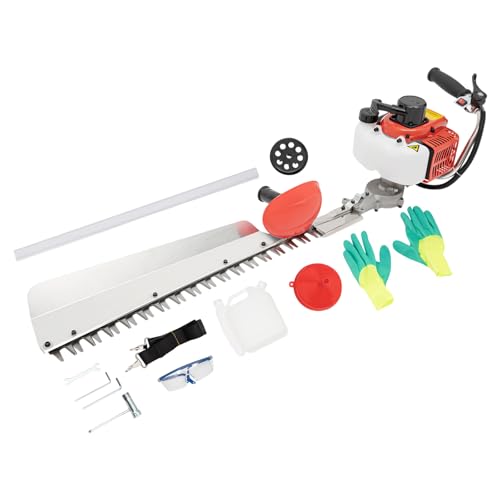 Gas Hedge Trimmer, 27.6-Inch Bush Trimmer, 22.5CC 6500W 2-Stroke Garden Bush Trimmer Tool, Single Edge/Double-Sided Blade Hedge Trimmer (Single-Edged Blade) for Gardening, Lawn & Garden