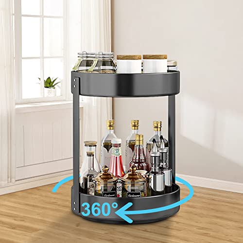 NEEMOSI Étagère à Épices Rotative à Double Couche, Étagère de Cuisine en Acier Inoxydable Rotative à 360 °, Étagère de Rangement Multifonctionnelle pour Cosmétiques et Autres Petits Articles Cover