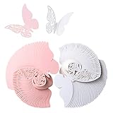 Kesote 100Pcs Wedding Party Table Name Number Place Cards, 3D Butterfly for Wine Glass Decoration Wall Decals, Pink and White