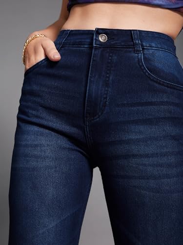 Image of Miss Chase Women's Skinny Fit High Rise Regular Length Stretchable Denim Jeans (MCSS24DEN79-02-512-38, Mystic Blue, 38)