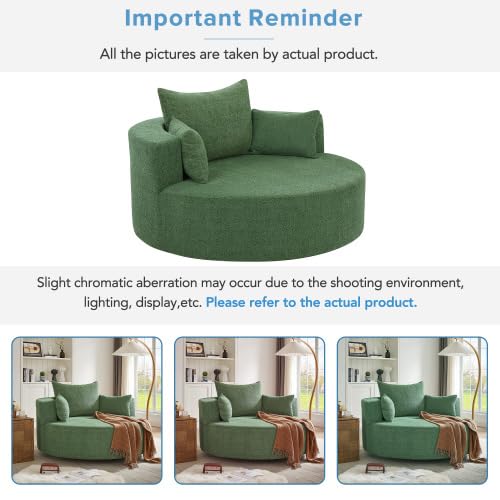 Sillón redondo giratorio Chenille Verde miniatura 5