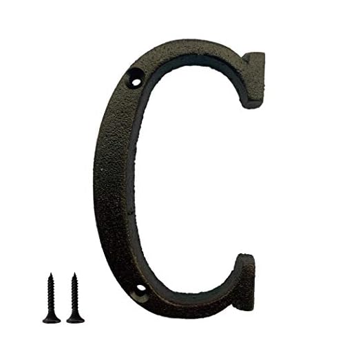 TripDock 5.1 Inch House Number, Metal Address Number For Door, Street, Mailbox, Home, Easy to Install, Black Brown (Letter C)