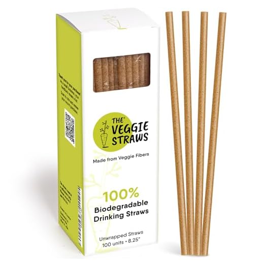 100% Biodegradable Eco-Friendly Unwrapped Straws, 300ct – 8.25"H, Made of Vegetable Fibers … (100 count)