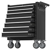 Yaciente 7-Drawer Rolling Tool Box with Wheels, High Capacity Rolling Chest with Drawers, Portable Toolbox with Wheels, Drawer Tool Chest Organizer for Garage, Workshop and Home Use (Black)