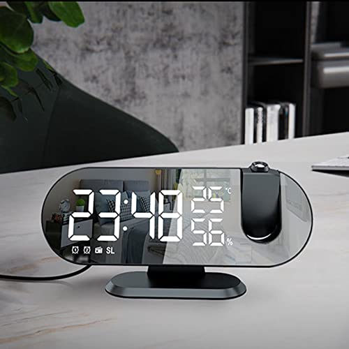 Multi-Functional Display Digital Intelligent Projection Wireless Charging Alarm Clock - 8-Inch Led Screen & Power Off Memory Function Led Temperature & Humidity Display Digital #TOP3