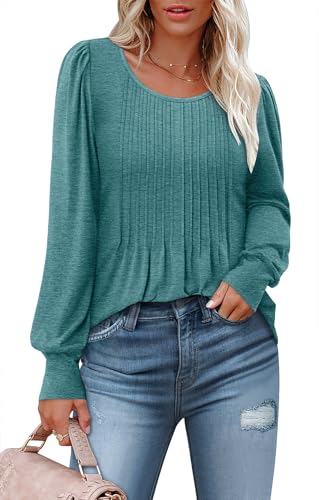 BETTE BOUTIK Long Sleeve Shirts for Women Fall Tops Dressy Blouses Crewneck Tunic Tops for Leggings S-3XL