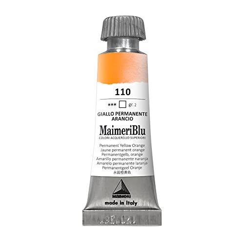 Aquarelle MAIMERI BLU Jaune Permanent Orange 12 ml, pigment extra-fin pureté