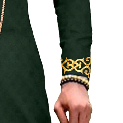 Ensemble dashiki imprime boutons vert fonce ensemble 2 pieces
