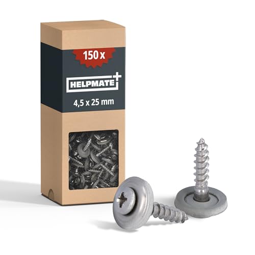 HELPMATE – Spenglerschrauben 4,5x25 mm – 150 Stück – Edelstahl A2 – DIN 7995 – PZ2 – Dachdeckerschrauben mit Linsenkopf, Tellerscheibe & EPDM‑Dichtung – Silber
