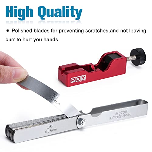 Image of Universal Spark Plug Gap Tool with 32 Blades Steel Feeler Gauge, Spark Plug Gapper Gapping Tool Adjuster for Most 10mm 12mm 14mm 16mm Sparkplug Red