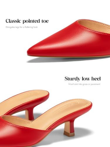 Image of Coutgo Womens Kitten Low Heels Mules Closed Pointed Toe Pumps Slip On Backless Dress Shoes