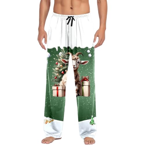 Foweknow Pantalones de pijama largos para hombre, pantalones de pijama navideños, holgados, suaves, de pierna ancha, informales, pantalones de ocio, cómodos, suaves, pantalones chinos, Color lila