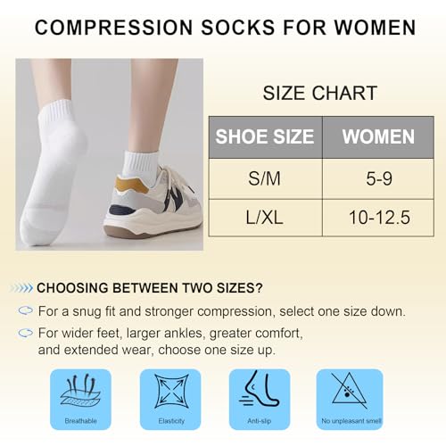Image of DHSO 7 Pairs Cushioned Ankle Compression Socks for Women Running Wicking Socks with Arch Support