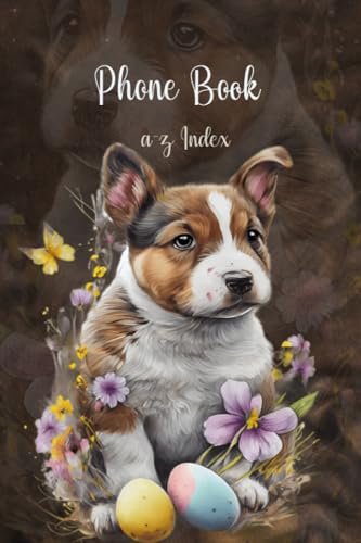 Phone Book: Telephone Book A5 With A-Z Index. Contact Organiser Notebook Small. Dog Cover Design