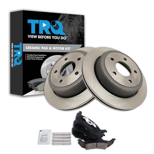 Image of TRQ Rear Brake Pad and Rotor Set Ceramic Compatible with 2010-2011 Ford Ranger