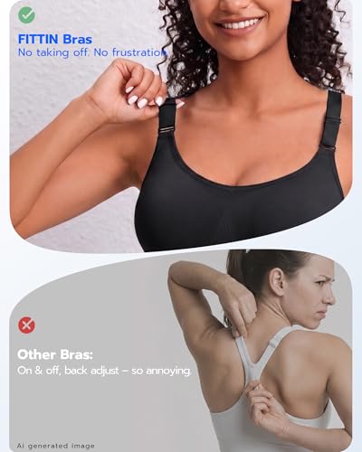 Image of FITTIN Adjustable Sports Bra for Large Bust: High Support for Workout Gym | Adjust in 3s While Wearing Customize Your Comfort Supportive Fit Full Coverage Racerback Padded for Training Yoga & C-DDD Cup