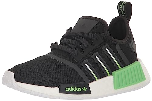 adidas Originals NMD_R1 Sneaker, Black/Lucid Lime/White, 5 US Unisex Big Kid