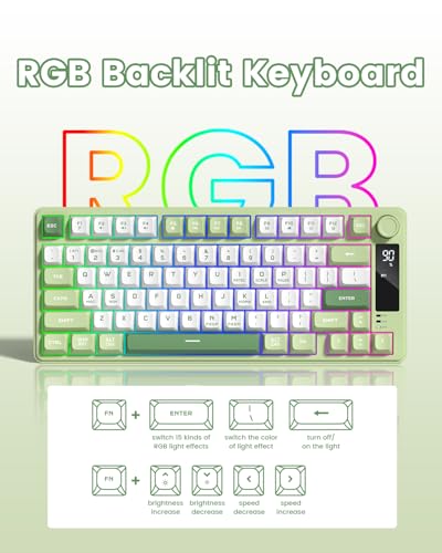 Image of Womier DK75 75% Wireless Gaming Keyboard, RGB Backlit Creamy Keyboard with Media Knob, OLED Screen, Tri-Mode 2.4GHz /USB-C /BT5.0, Anti-Ghosting No-Conflict Silent Membrane Keyboard for MAC Windows