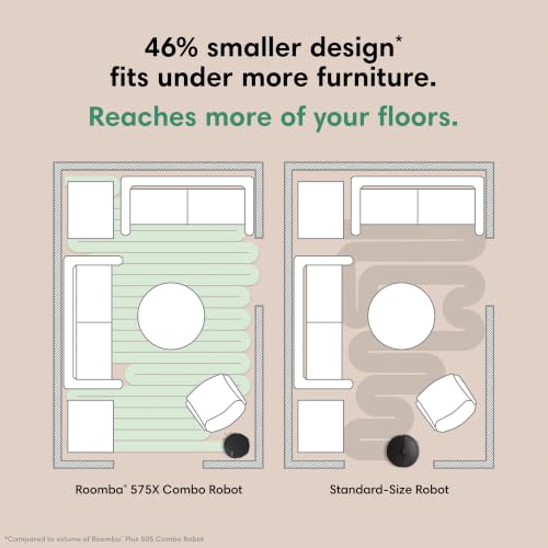 Image of iRobot Roomba Plus 575X Combo Robot + AutoWash Dock, Self‑Cleans, Heated Wash & Heated Dry, Auto‑Empties up to 90 Days, 3.2X Power-Lifting Suction, 2X Deeper Mopping, Ideal for Homes with Pets & Kids