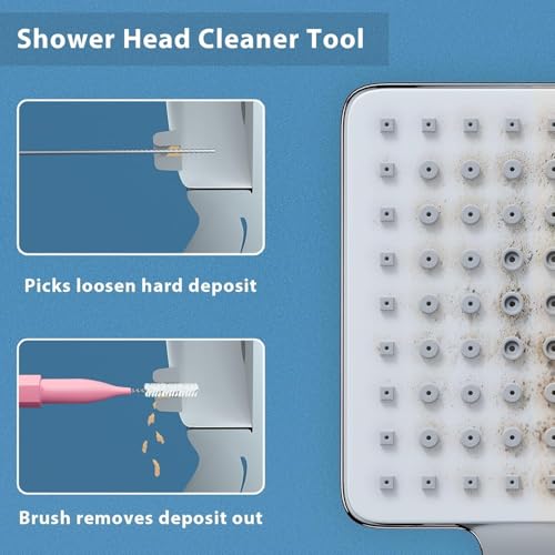 Image of Lumkew Shower Head Cleaner Picks, Pink Shower Head Cleaning Brushes for Showerhead Small Hole Nozzle Unlcogger, 20 pcs