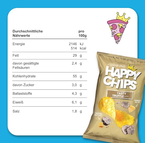 Happy Chips by Trymacs & Knossi® (10x 150g) Tasty Truffle | Limited Edition | Extra knusprig | Trüffel Chips Grosspackung | Party Box | Snackbox | Salzige Snacks | Knabberbox