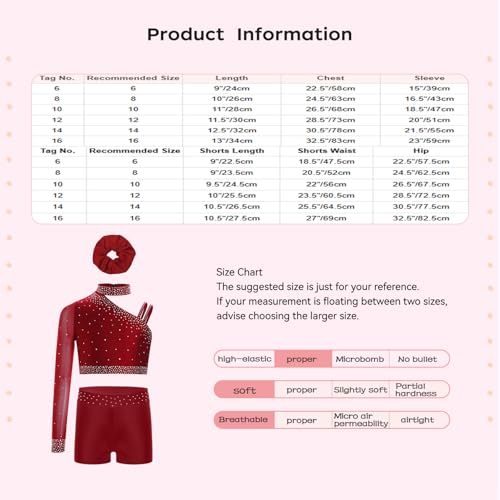 Kids Girls Long Sleeve Crop Top with Shorts Hairband Sports Workout Dance Outfit Gymnastics Activewear4