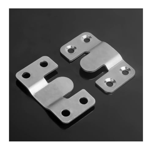 Image of 4Pairs(8Pcs) 53 x 30mm Flush Mount Bracket Stainless Steel Heavy Duty Hanging Picture Frame Hooks Z Clip Interlocking Hang Buckle for Pictures Mirrors Frames(Silver)